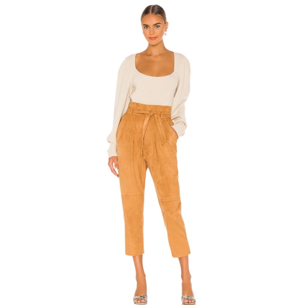 NEW Free People Nightfall Vegan Suede Crop Pant in Camel